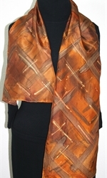 Ember Dance Hand Painted Silk Scarf in Terracotta and Brown - 3