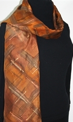 Ember Dance Hand Painted Silk Scarf in Terracotta and Brown - 2