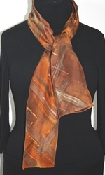 Ember Dance Hand Painted Silk Scarf in Terracotta and Brown - 1