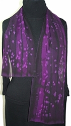Purple Mist Hand Painted Silk Scarf - size 13x56 in Purple and Black