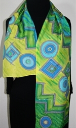 Lime Light Hand Painted Silk Scarf in Lime and Green - 3