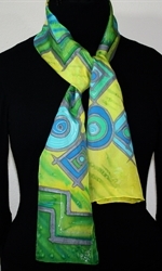 Lime Light Hand Painted Silk Scarf in Lime and Green - 2