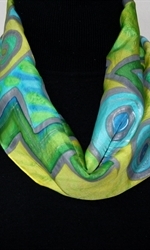 Lime Light Hand Painted Silk Scarf in Lime and Green - 1