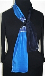 Hand Painted Silk Scarf Sapphire Jewel in Sapphire and Navy Blue -1