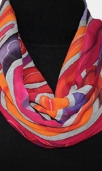 Sun Catcher Hand Painted Silk Scarf in Fuchsia, Purple and Orange - 1