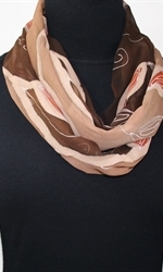 Coffee Tree Hand Painted Silk Scarf in Tan, Chocolate and Brown - 1