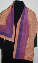 Orange-and-Purple Stripes Silk Scarf 2