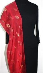 Crimson Fall Hand Painted Silk Scarf in Red - 4