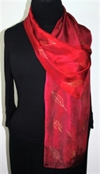 Crimson Fall Hand Painted Silk Scarf in Red - size 11x59 