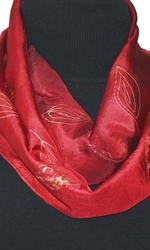 Crimson Fall Hand Painted Silk Scarf in Red - 1