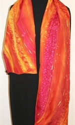Burning Love Hand Painted Silk Scarf in Red and Orange - 2