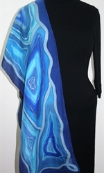 Winter Rivers Hand Painted Silk Scarf in Blue and Turquoise - 4