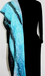 Colorado Blizzard Hand Painted Silk Scarf in Sky Blue and Black - 4