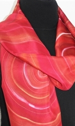 Red Swirls Hand Painted Silk Scarf in Red & Terracotta -1