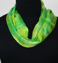 Spring Song Hand Painted Silk Scarf. Silk Scarf in in Lime. Size 8x70. Made in Colorado. 100% silk. MADE TO ORDER.