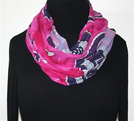 Hand Painted Silk Scarf Berry Greek. Silk Scarf in Pink, Lavender and Aubergine. EXTRA LARGE 20x87. Made in Colorado. 100% silk chiffon.