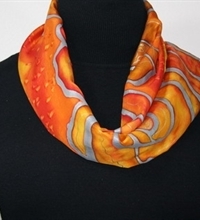 Hand Painted Silk Scarf Raining Sunshine. Silk Scarf in Orange, Yellow and Red. Size 11x60. Made in Colorado. 100% silk. MADE TO ORDER.