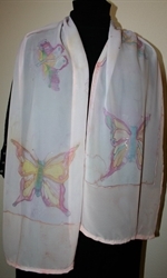 Pale Pink Silk Shawl with Butterflies