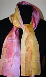Pink-Purple-and-Yellow Hearbeat Stripes Silk Scarf
