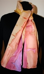 Pink-Purple-and-Yellow Hearbeat Stripes Silk Scarf 2