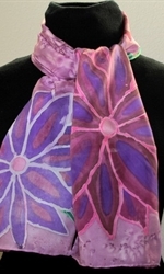 Purple Silk Scarf with Big Flowers 2