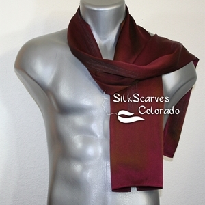 Unisex Silk Scarf, Men, Women. Burgundy, Terracotta Handmade Silk Scarf CHOCOLATE MERLOT. Size 11x60. Anniversary Gift. Birthday Gift, Christmas Gift.