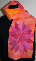 Brick Silk Scarf with Big Flowers - photo 2