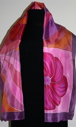 Purple Silk Shawl with Big Leaves and Flowers - photo 2