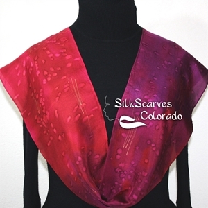 Burgundy, Merlot Red, Purple Hand Painted Silk Scarf BURGUNDY VINEYARDS. Size 8x54. Silk Scarves Colorado. Birthday Gift. 