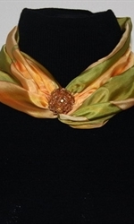Light Yellow Silk Scarf with Big Stylized Flowers and Leaves - photo 5 