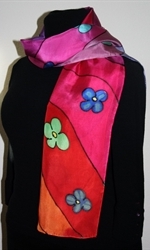  Multi-colored Silk Scarf with Flowers - photo 2