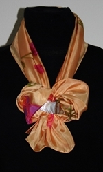 Golden Silk Scarf with Roses - photo 3