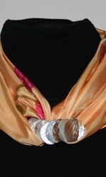 Golden Silk Scarf with Roses - photo 4