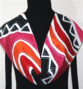 Black, White, Red Hand Painted Silk Scarf African Dream. Size Medium 11x60. Silk Scarves Colorado. Birthday Gift. Gift Wrapped.