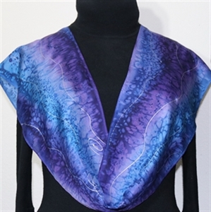 Purple, Lavender, Blue Hand Painted Silk Scarf Purple Snow. Size 14x72". Silk Scarves Colorado. Birthday Gift. Gift Wrapped.