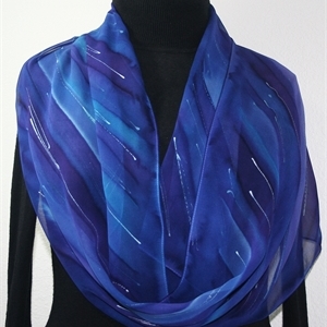 Purple, Blue Hand Painted Silk Scarf PURPLE SKIES, by Silk Scarves Colorado. Large 14x72. Birthday Gift, Bridesmaid Gift, Anniversary Gift, Mother Gif