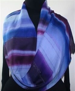 Hand Painted Silk Wool Scarf. Purple, Plum Handmade Silk-Wool Scarf PURPLE BERRIES. Silk Scarves Colorado. Large 14x68. Birthday Gift.