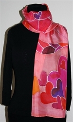 Light Red Silk Scarf with Lots of Hearts - photo 2 