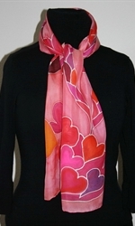 Light Red Silk Scarf with Lots of Hearts - photo 3 