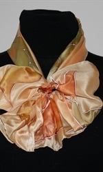 Golden Silk Scarf with Copper Flowers and Long Leaves - photo 4