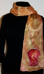Silk Scarf with Two Large Rose Buds 