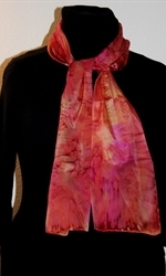 Silk Scarf with Multicolor Splash in Red, Burgundy and Orange - photo 2