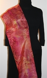 Silk Scarf with Multicolor Splash in Red, Burgundy and Orange - photo 3
