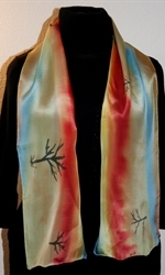 Silk Scarf with Abstract Landscape with River and Trees - photo 3