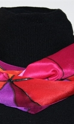 Silk Scarf with Triangles in Hues of Red, Orange and Fuchsia - photo 1 
