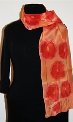 Orange Silk Scarf with Poppies - photo 1