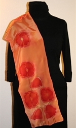 Orange Silk Scarf with Poppies - photo 4