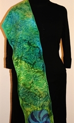 Bright Green Silk Scarf with a Blue Swirl - photo 5