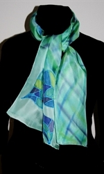 Light Green Silk Scarf with a Mosaic Flower - photo 3