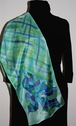 Light Green Silk Scarf with a Mosaic Flower - photo 4